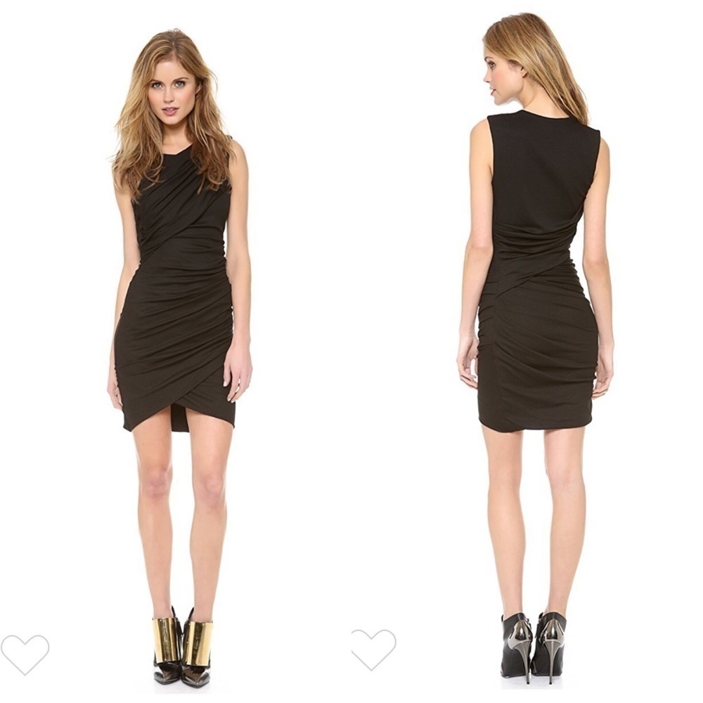 NWT Torn Ronny Kobo Alicia Dress XS $235 Black Ruched